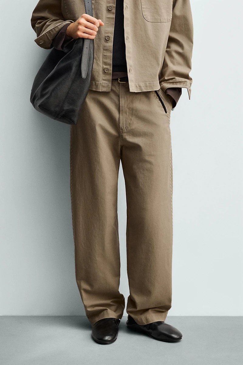 EMBROIDERED STRAIGHT FIT PANTS