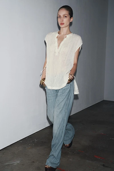 ZW COLLECTION LINEN BLOUSE WITH TIES