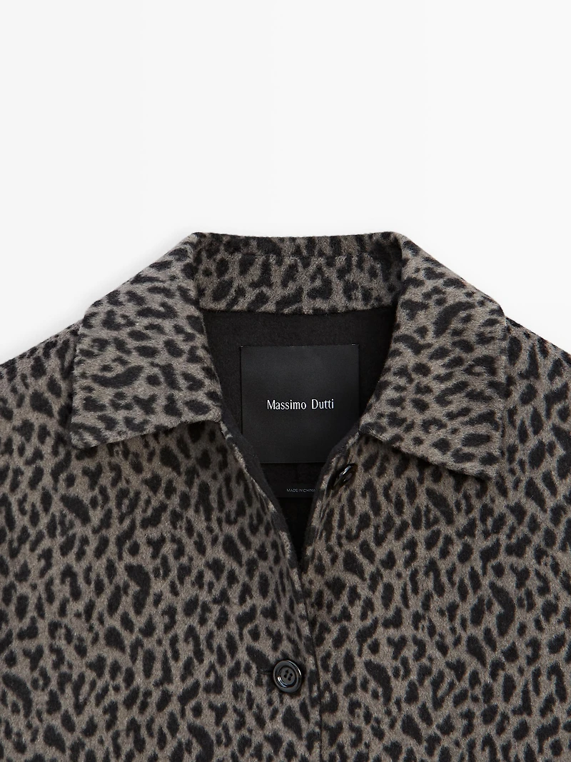 Manteau laine à imprimé animal