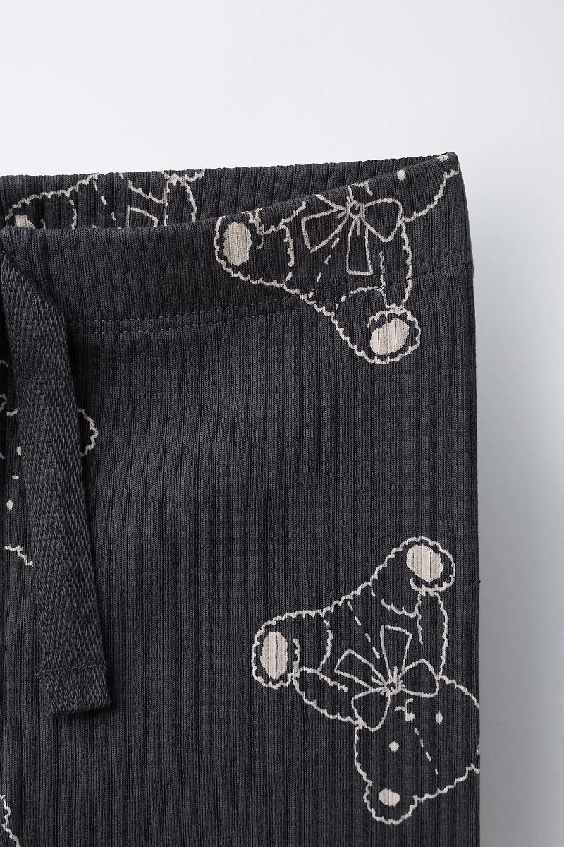 PRINTED RIBBED LEGGINGS