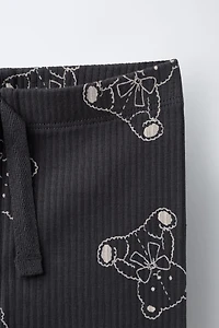 PRINTED RIBBED LEGGINGS