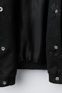 EMBROIDERED FLOWER BOMBER JACKET