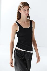 100% cotton ribbed double-layer top