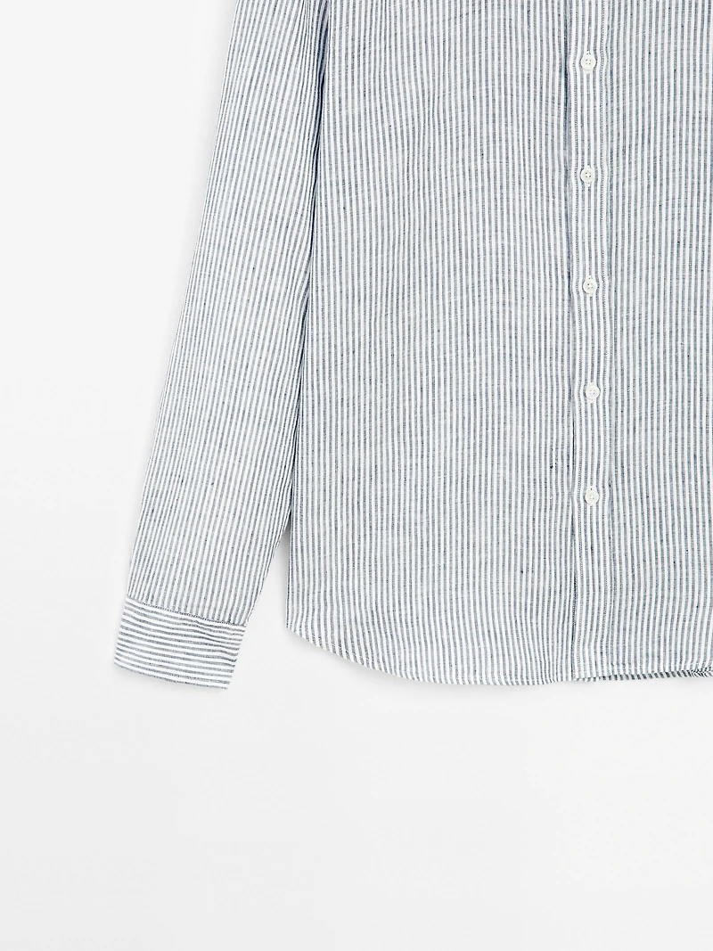 Chemise lin regular à rayures