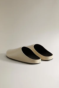 MINIMAL LEATHER MULE CLOG SLIPPERS