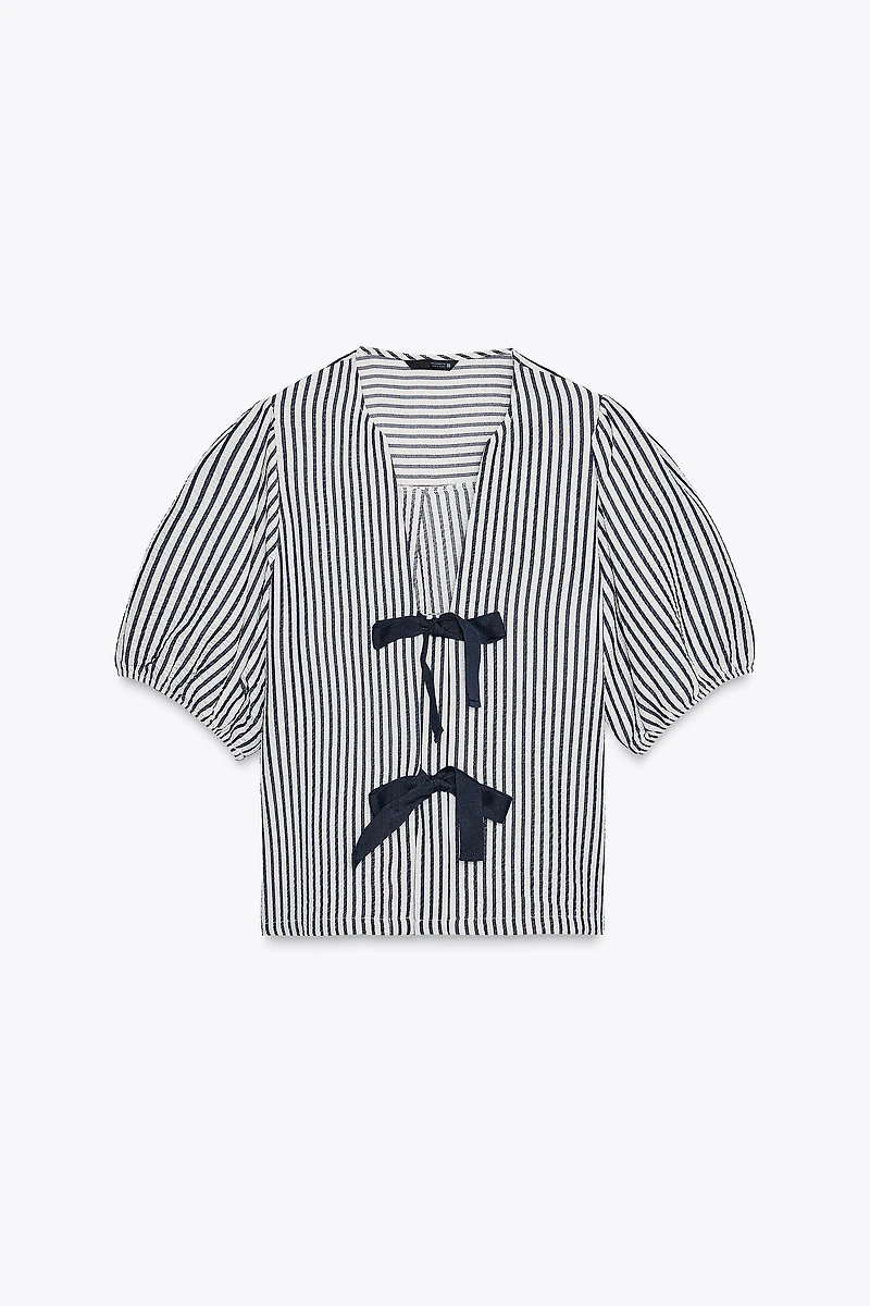 LINEN TIE BLOUSE