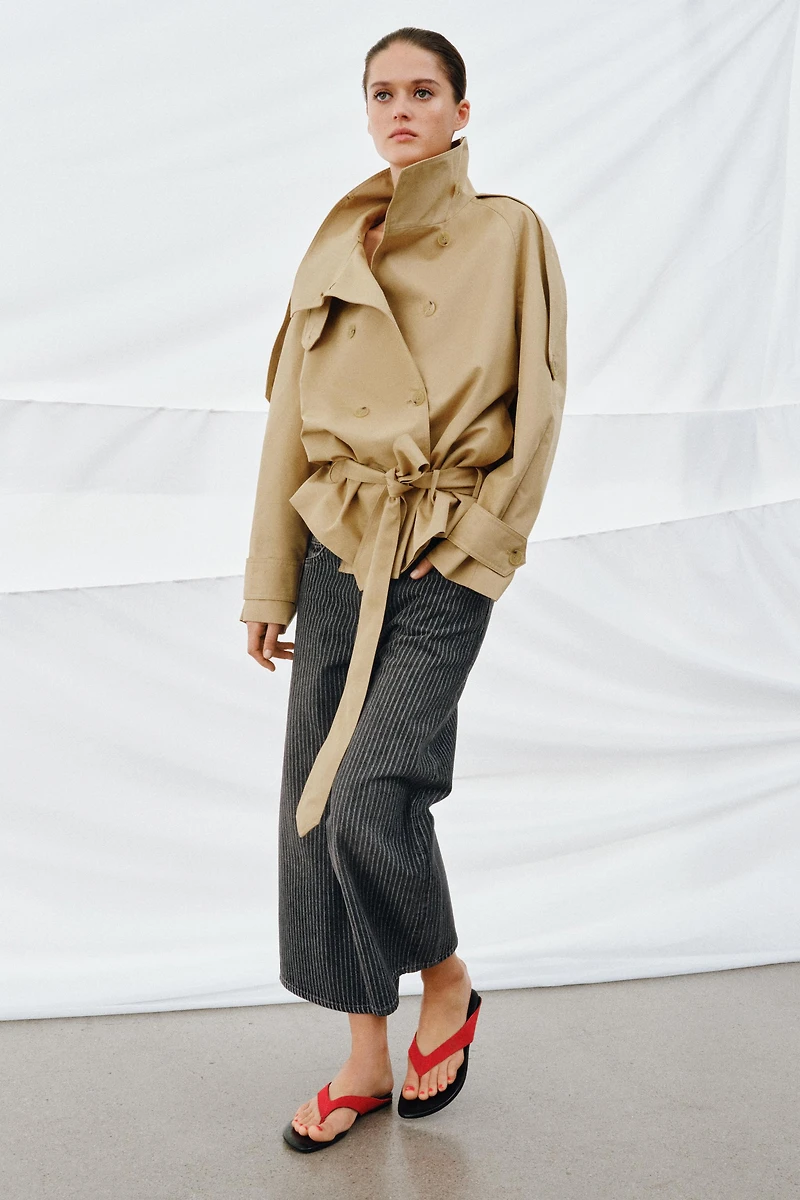 ZW COLLECTION MID-RISE STRIPED CULOTTE JEANS