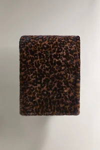 LEOPARD FAUX FUR BLANKET