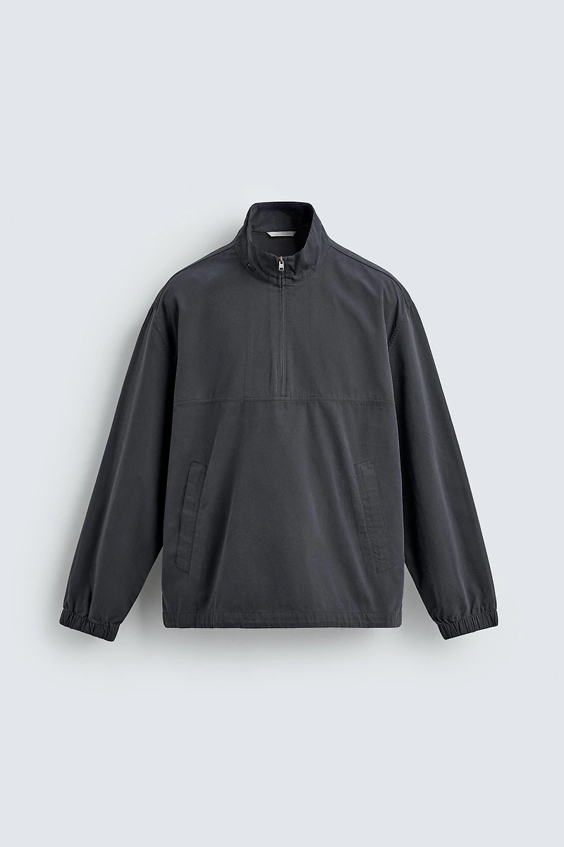 COTTON LYOCELL BLEND QUARTER-ZIP OVERSHIRT