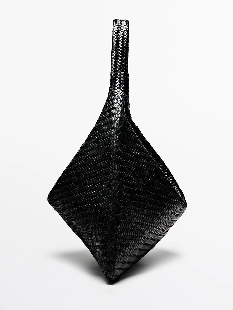 Nappa leather woven maxi tote bag