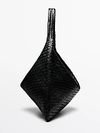 Nappa leather woven maxi tote bag