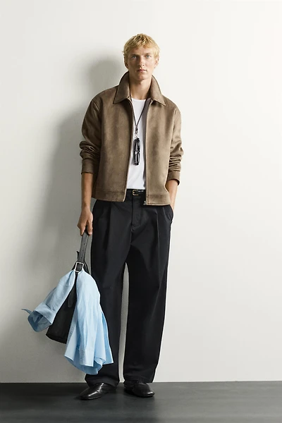 BLOUSON REGULAR FIT EFFET DAIM