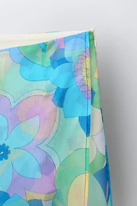 PRINTED WIDE LEG SKIRT PANTS