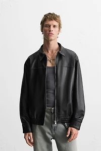 FAUX LEATHER BOMBER JACKET