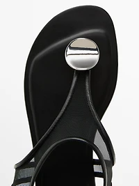 Mesh sandals with rhinestone detail