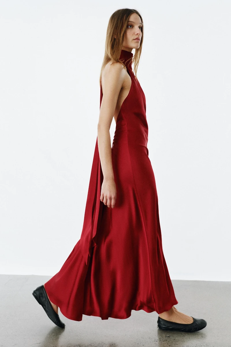 ZW COLLECTION SATIN EFFECT HALTER DRESS