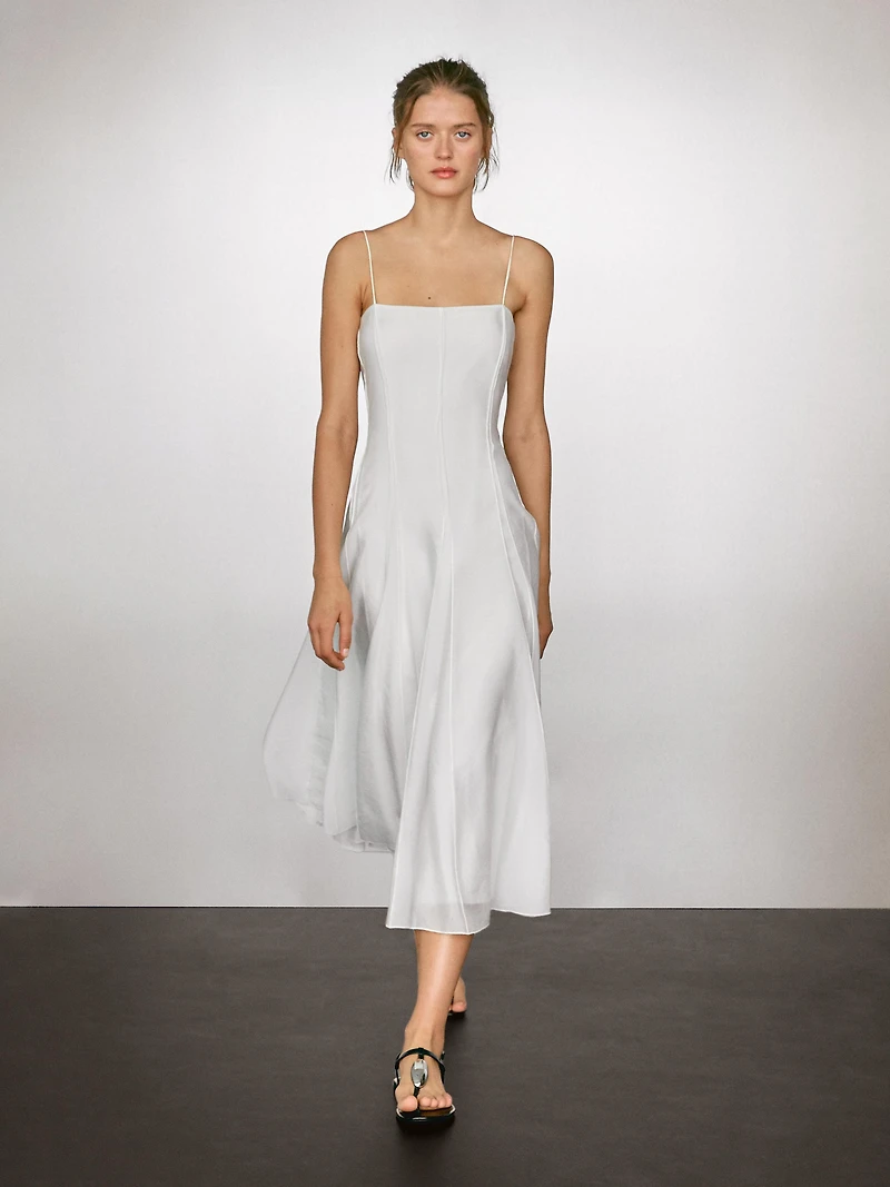 Robe midi bretelles fluide