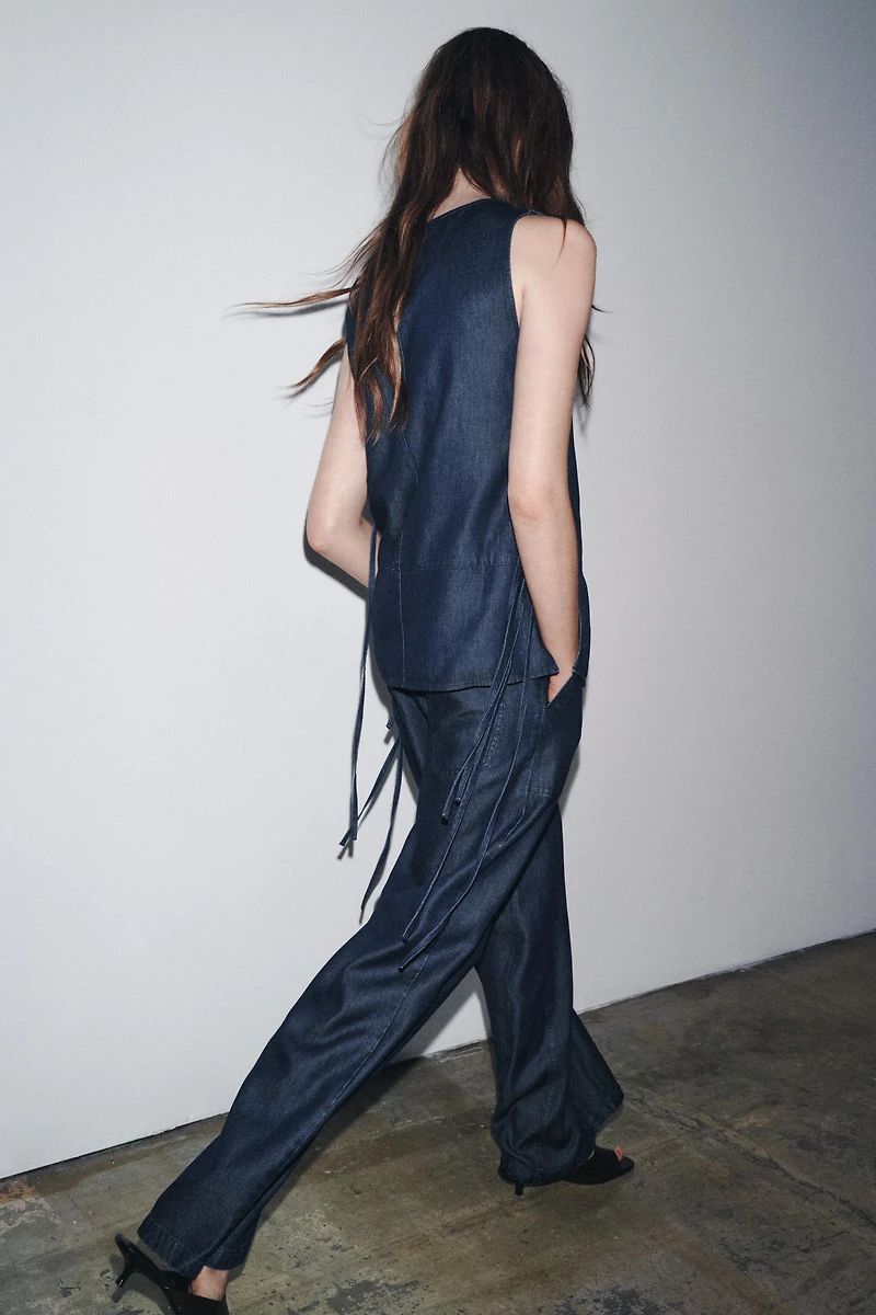 ZW COLLECTION DENIM TIE TOP