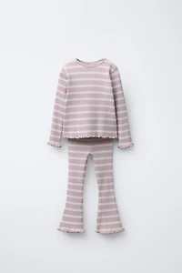 RIBBED FLARE LEGGINGS AND T-SHIRT SET