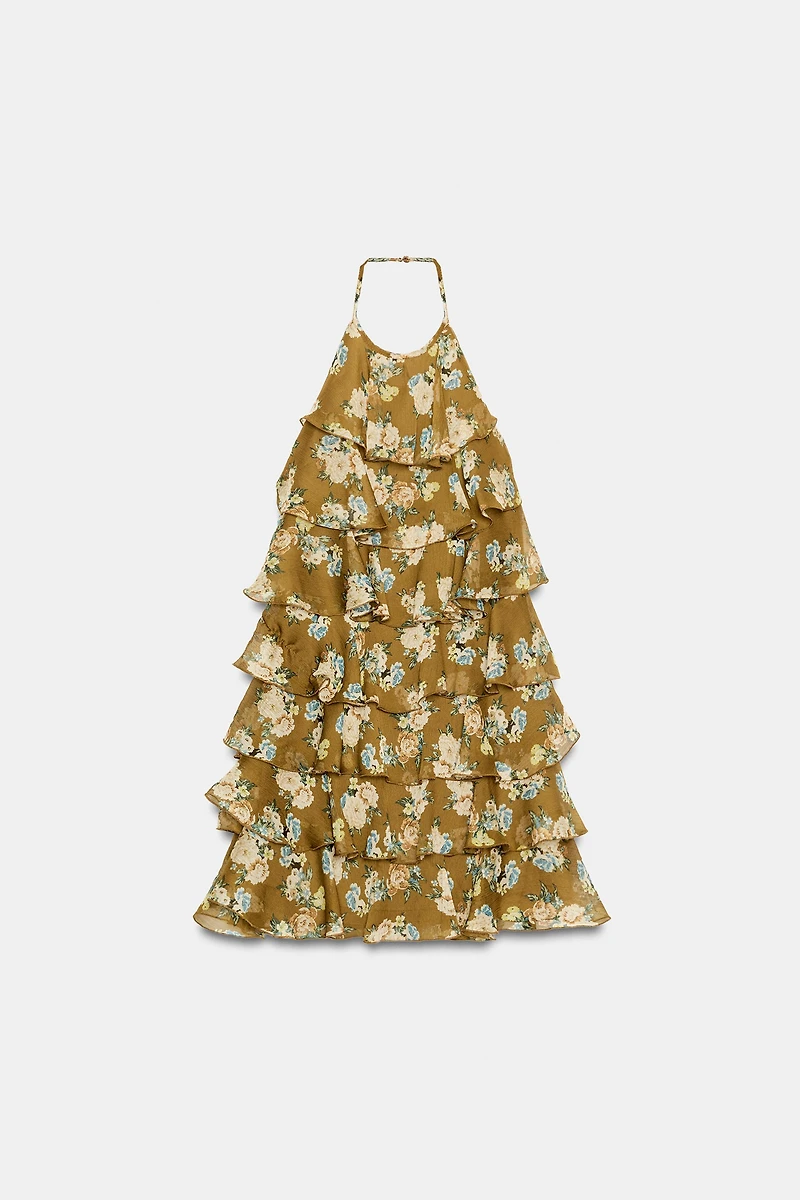 ROBE À VOLANTS ET FLEURS