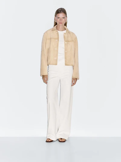 Short suede leather jacket