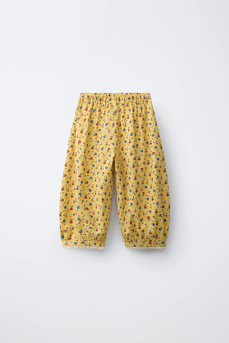 FLORAL PANTS WITH LINEN