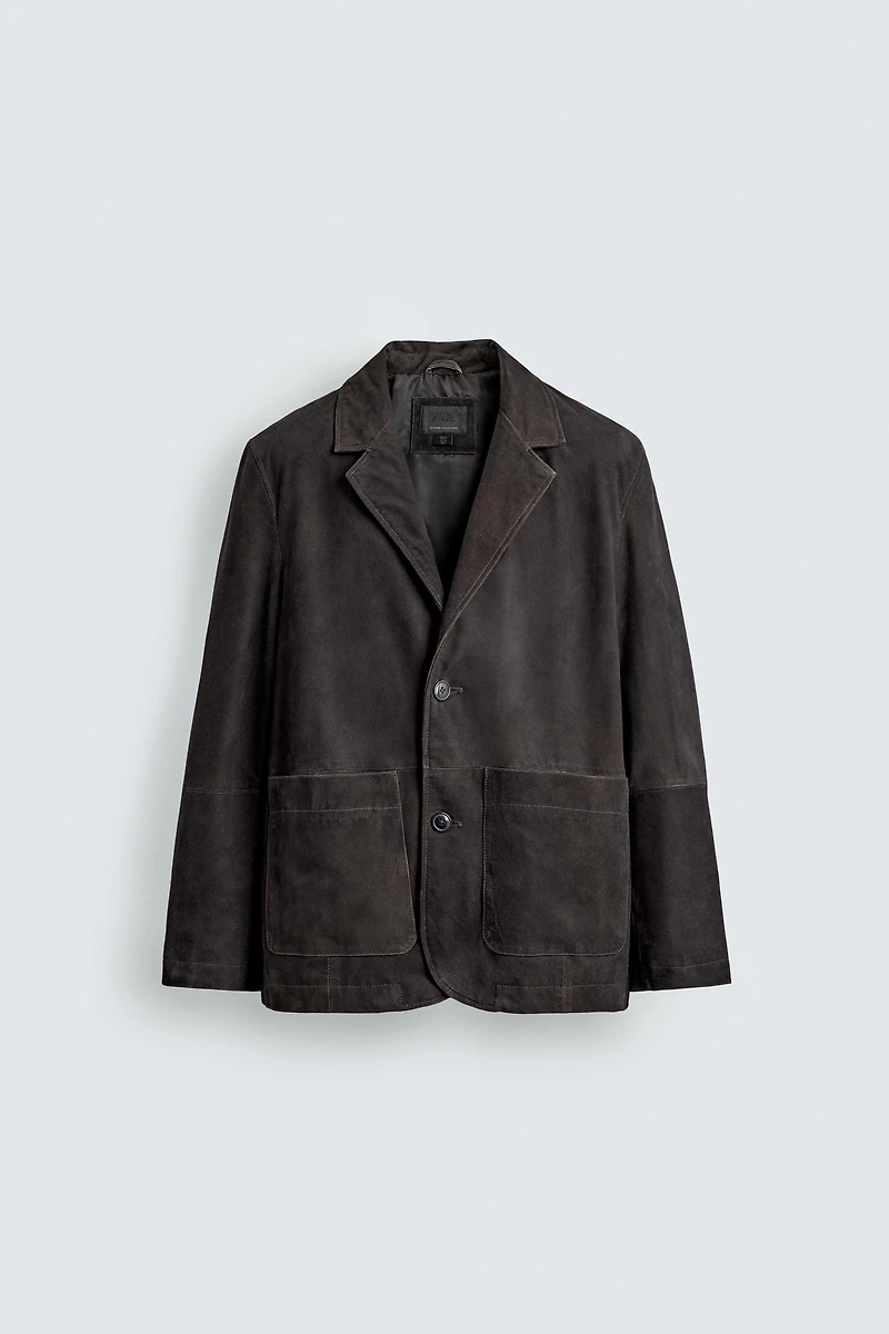 VESTE EN DAIM EFFET DÉLAVÉ