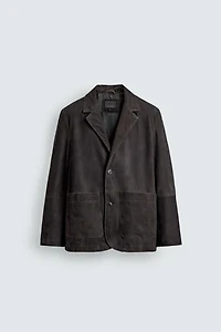VESTE EN DAIM EFFET DÉLAVÉ