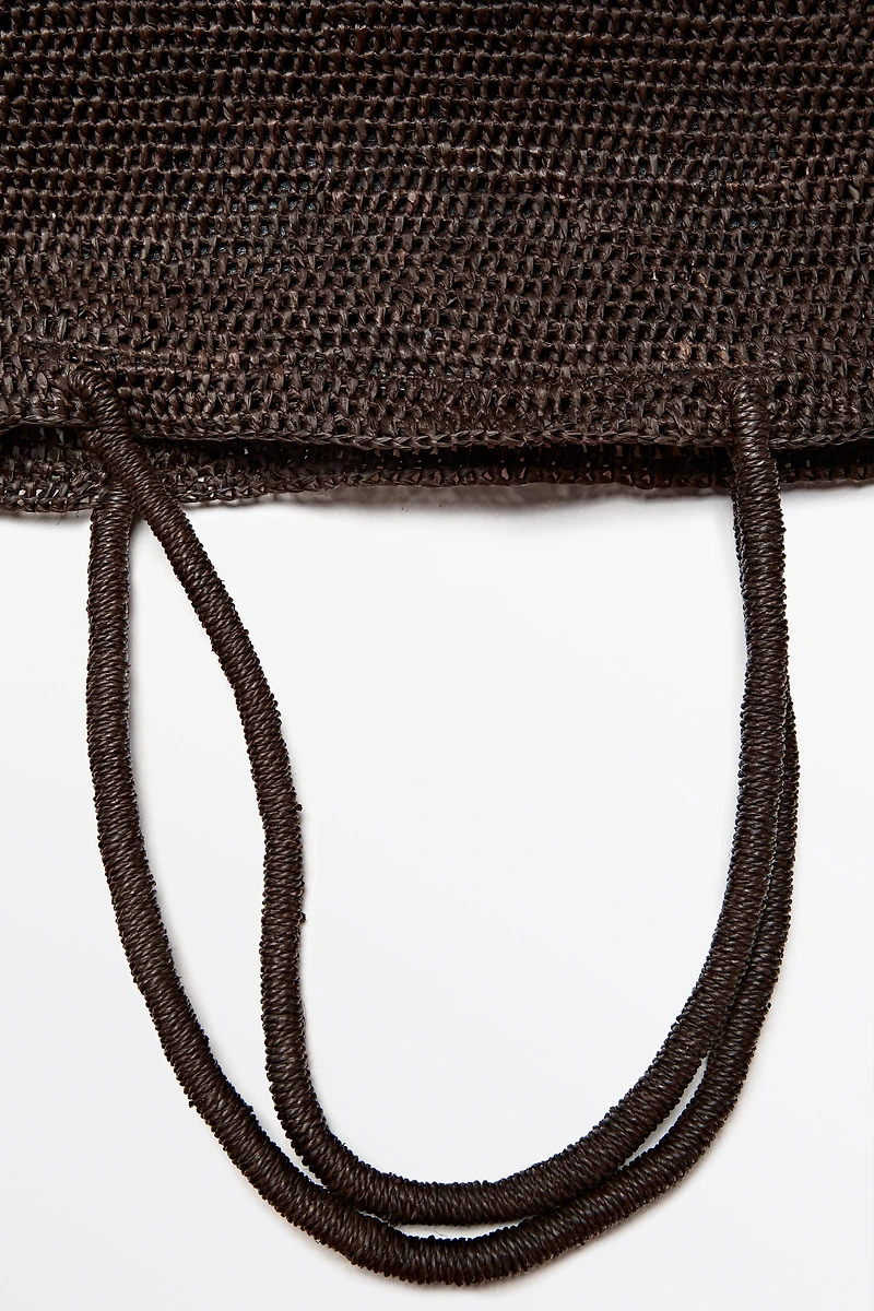 Raffia bucket tote bag