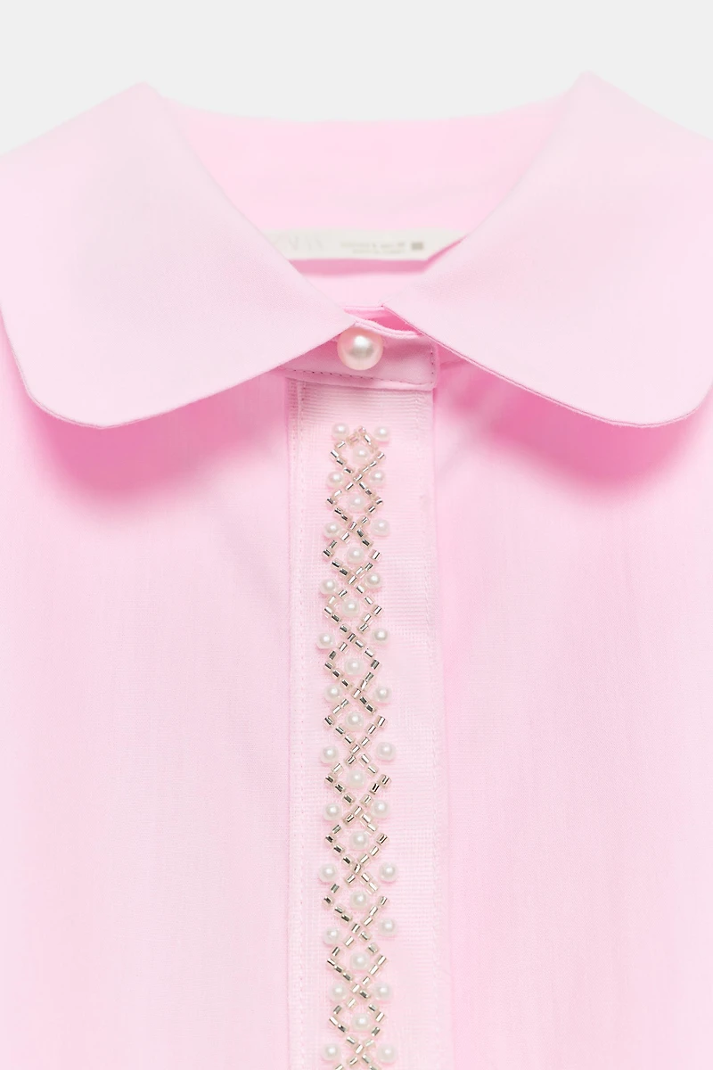 SHORT SLEEVE SHIRT WITH PEARLS