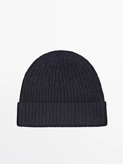 Bonnet côtelé 100 % cachemire