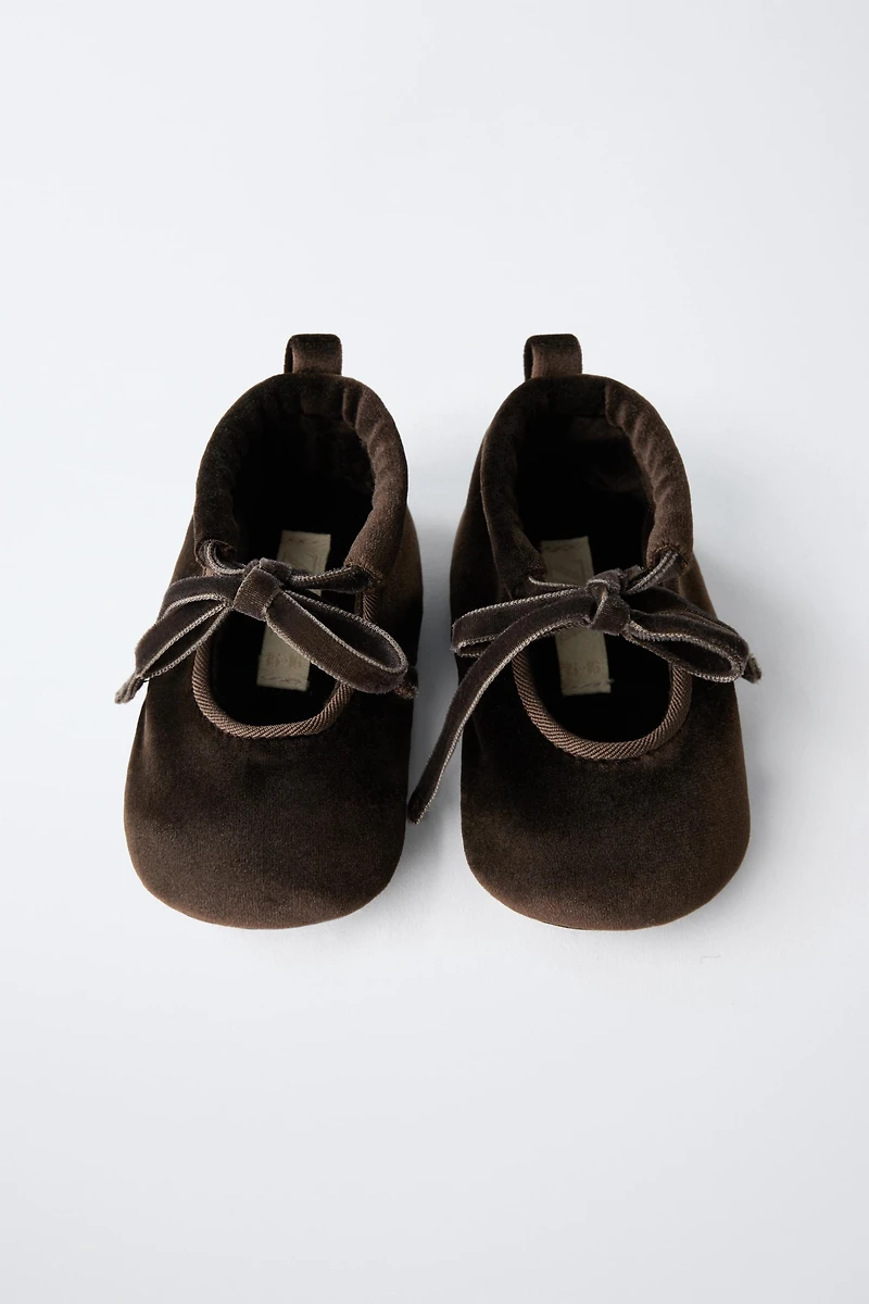 VELVET BOW BALLET FLATS