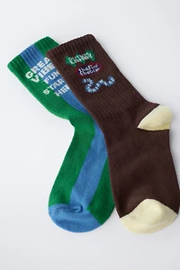 TWO-PACK OF LONG SOCKS WITH TEXT PRINT