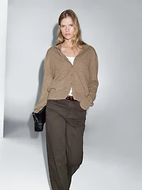Cardigan à col montant 100 % laine