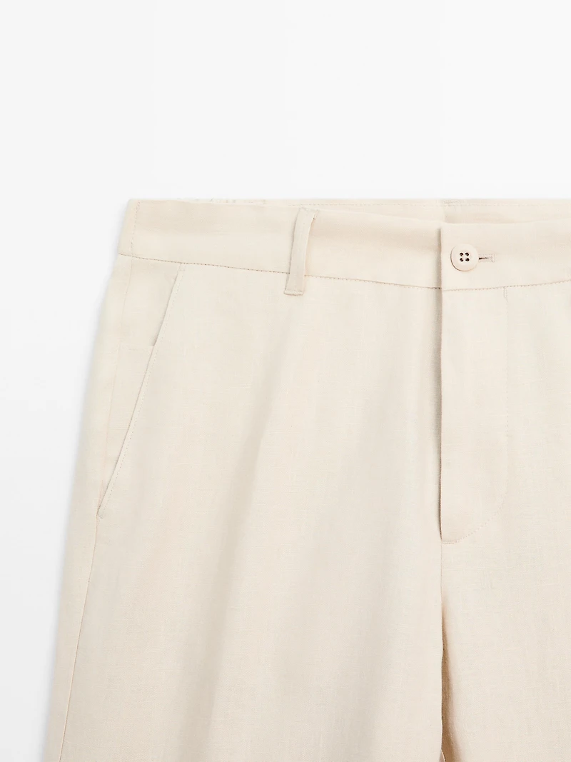 100% linen tapered fit trousers