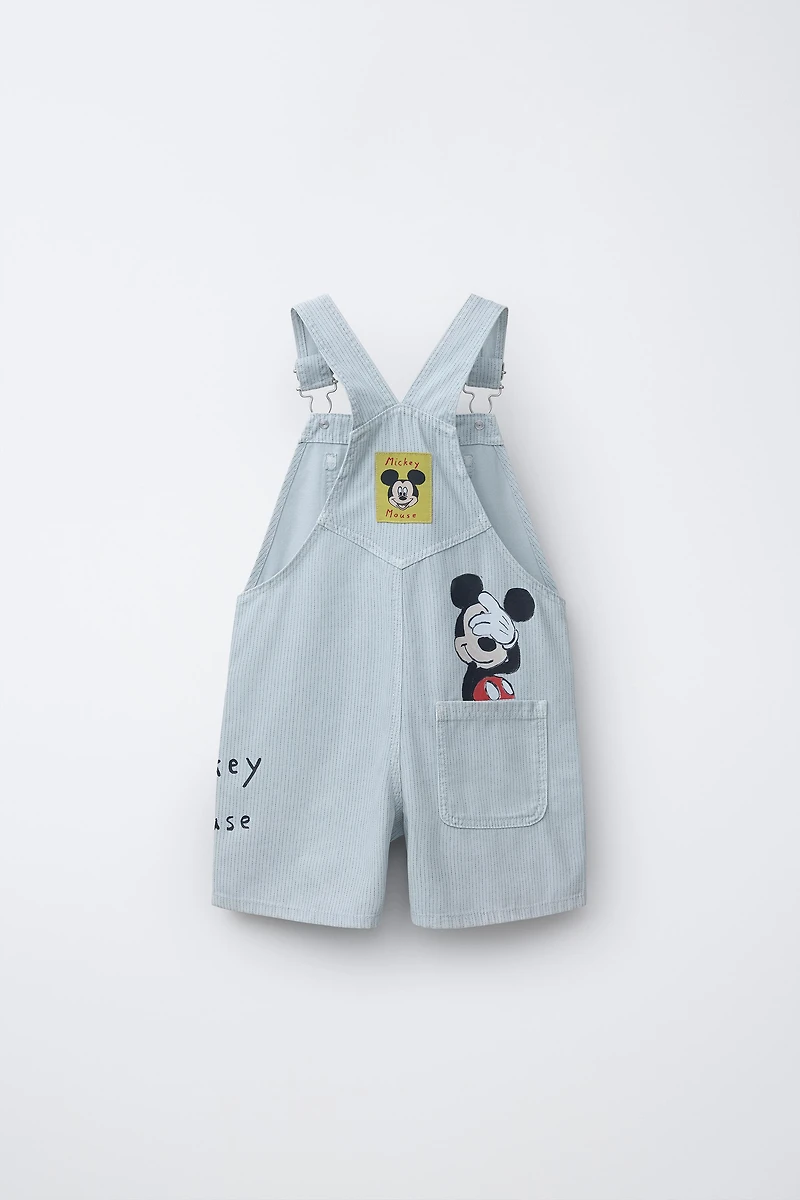 MICKEY MOUSE © DISNEY STRIPED CANVAS SHORT OVERALLS