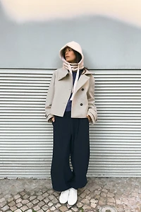 RIBBED KNIT HOOD