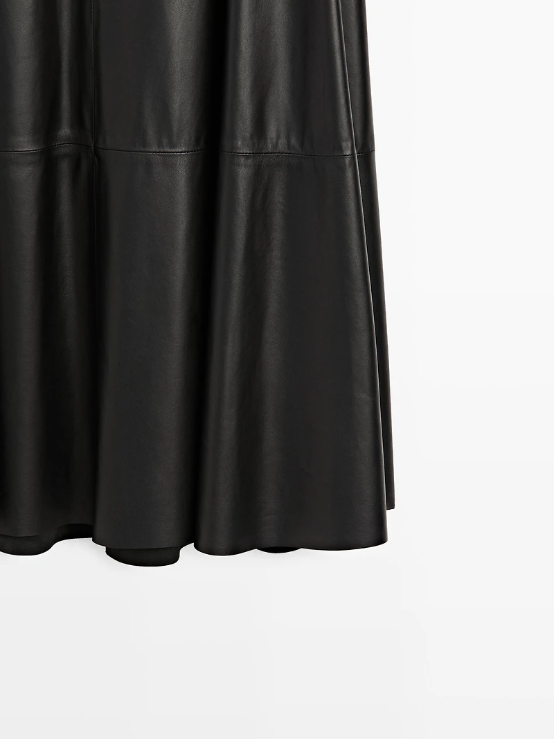 Long flared nappa leather skirt - LIMITED