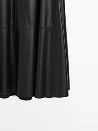 Long flared nappa leather skirt - LIMITED
