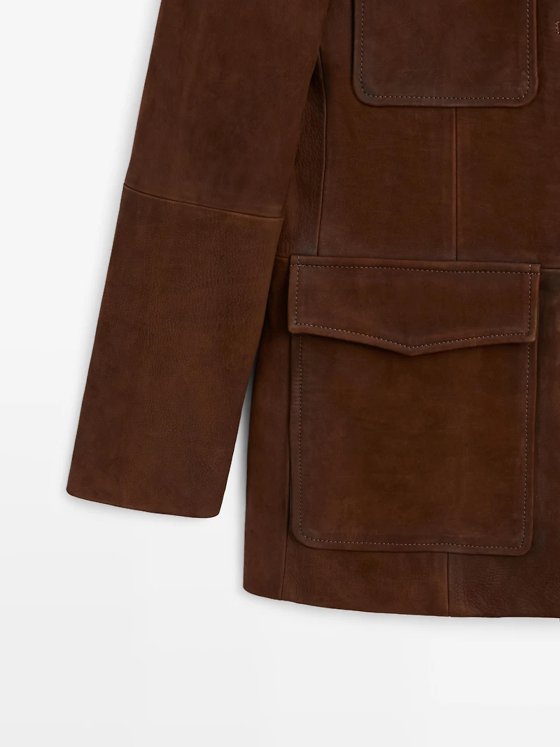Suede leather safari jacket
