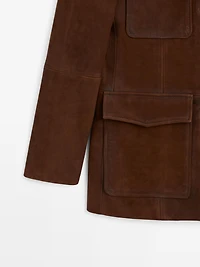 Suede leather safari jacket