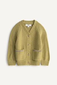 LIMITED EDITION EMBROIDERED TOPSTITCH KNIT CARDIGAN