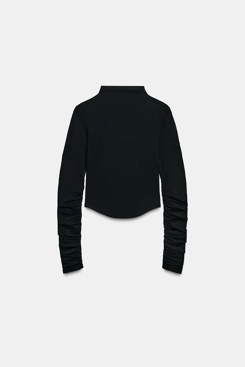 COTTON MODAL RUCHED T-SHIRT