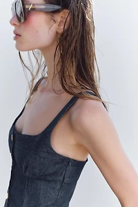 Z1975 STRAPPY DENIM MIDI DRESS
