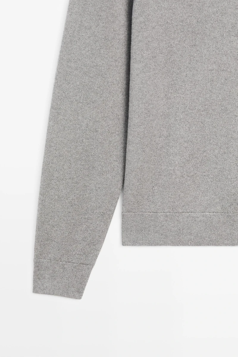 100% cotton zip-up knit cardigan