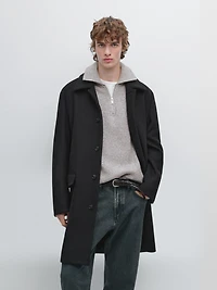 Manteau long en laine mélangée