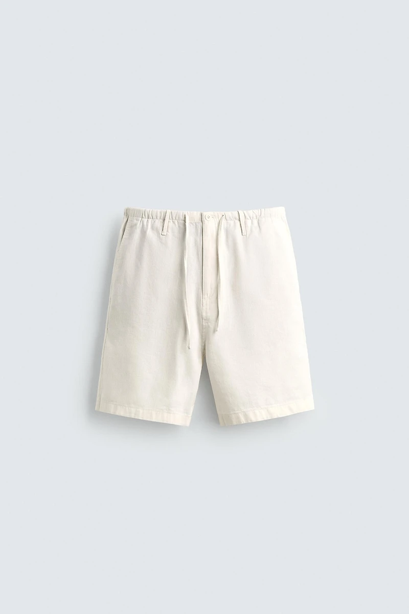 REGULAR FIT COTTON BLEND SHORTS