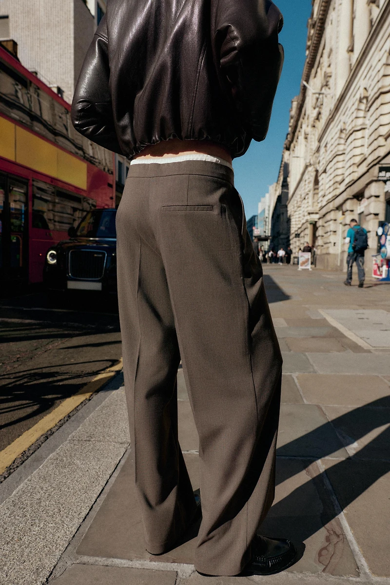 DOUBLE WAIST WIDE LEG PANTS