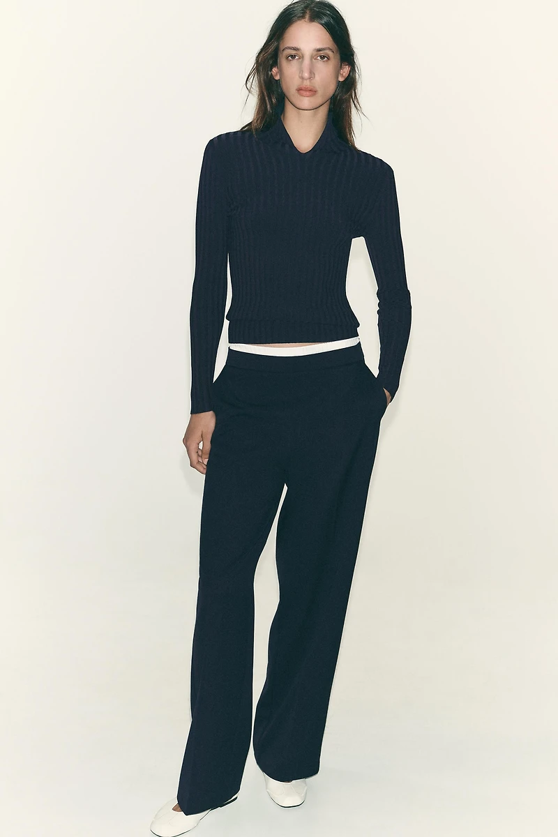 DOUBLE WAIST STRAIGHT LEG PANTS
