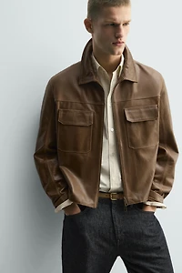 TOPSTITCHED LEATHER JACKET